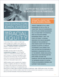 First page of the Washington Employers for Racial Equity, Supporting Growth of Black-Owned Business PDF