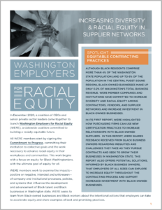 First page of Washington Employers for Racial Equity, Increasing Diversity & Racial Equity in Supplier Networks PDF