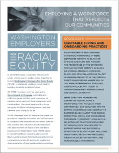 First page of the Washington Employers for Racial Equity, Employing a Workforce that Reflects Our Communities PDF