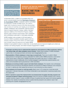 First page of the Washington Employers for Racial Equity, Pursuit of Racial Equity in the Workplace: Baseline for Progress PDF